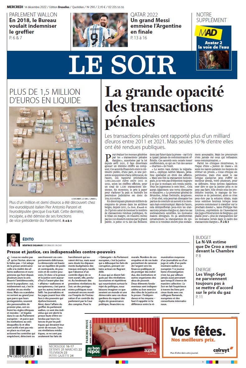 lesoir's tweet photo. Cette semaine, @lesoir a révélé les coulisses d'une affaire de #corruption présumée au Parlement européen
Le journalisme d’#investigation n’est jamais aussi percutant que lorsqu’il s’exerce de manière collective (1/3) https://t.co/MOvppkhD7e