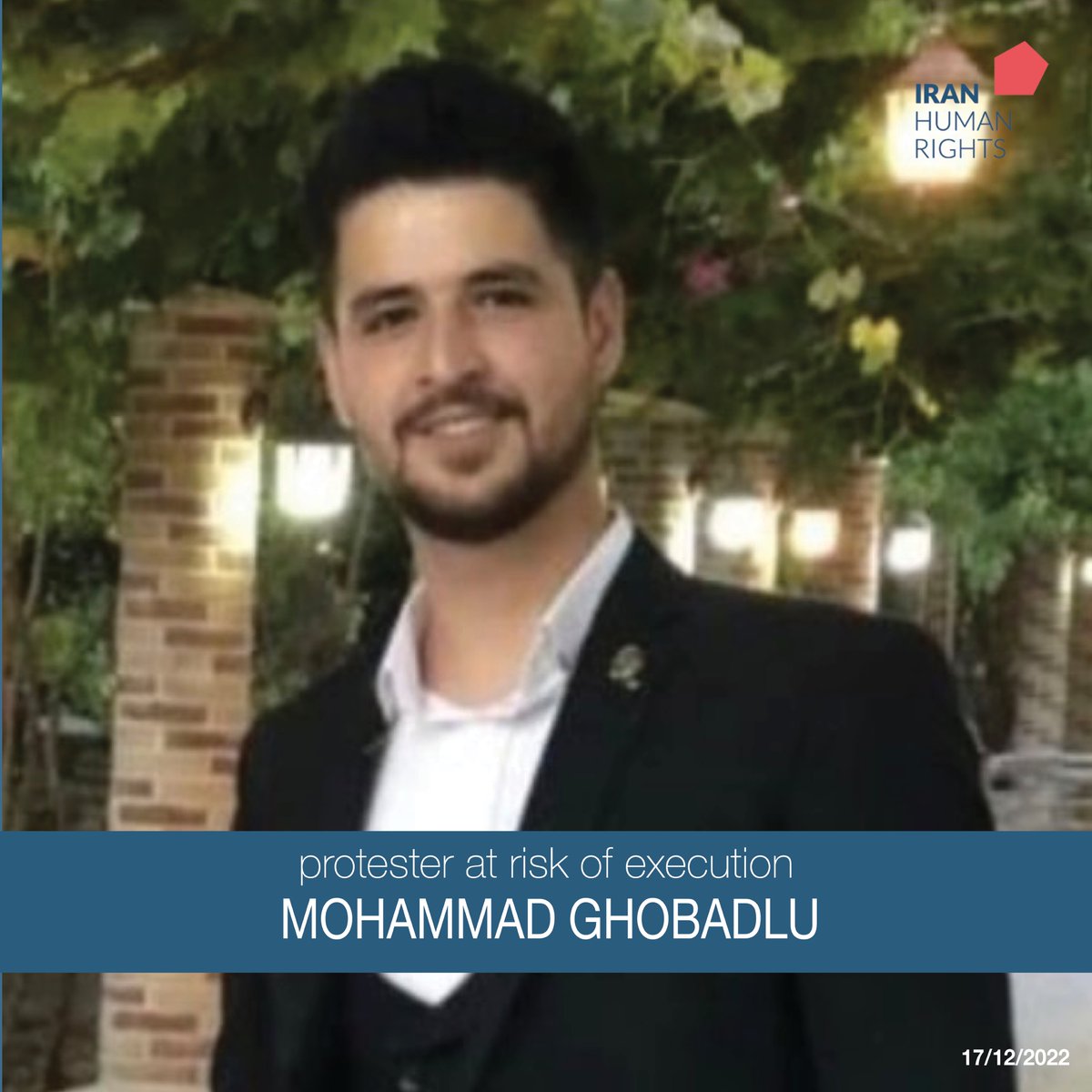 IHRights's tweet photo. Protester #MohammadGhobadlu was sentenced to death for charges of efsad-fil-arz (corruption on earth) by the Revolutionary Court and is currently awaiting the verdict in his death penalty case at the Tehran Criminal Court. Mohammad is at risk of execution. 

#StopExecutionsInIran https://t.co/IJ0KGdho6t