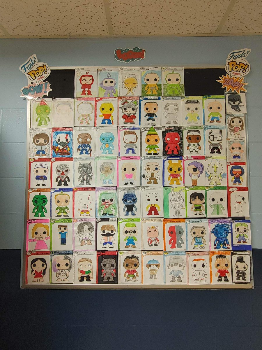 Here are some photos from our most recent Visual Arts project. Mrs Doucette planned highly engaging spin on Pop Art! Students got to design their own Funko Pop characters based on their favorite fictional characters, influential people, or even something of their own creation!