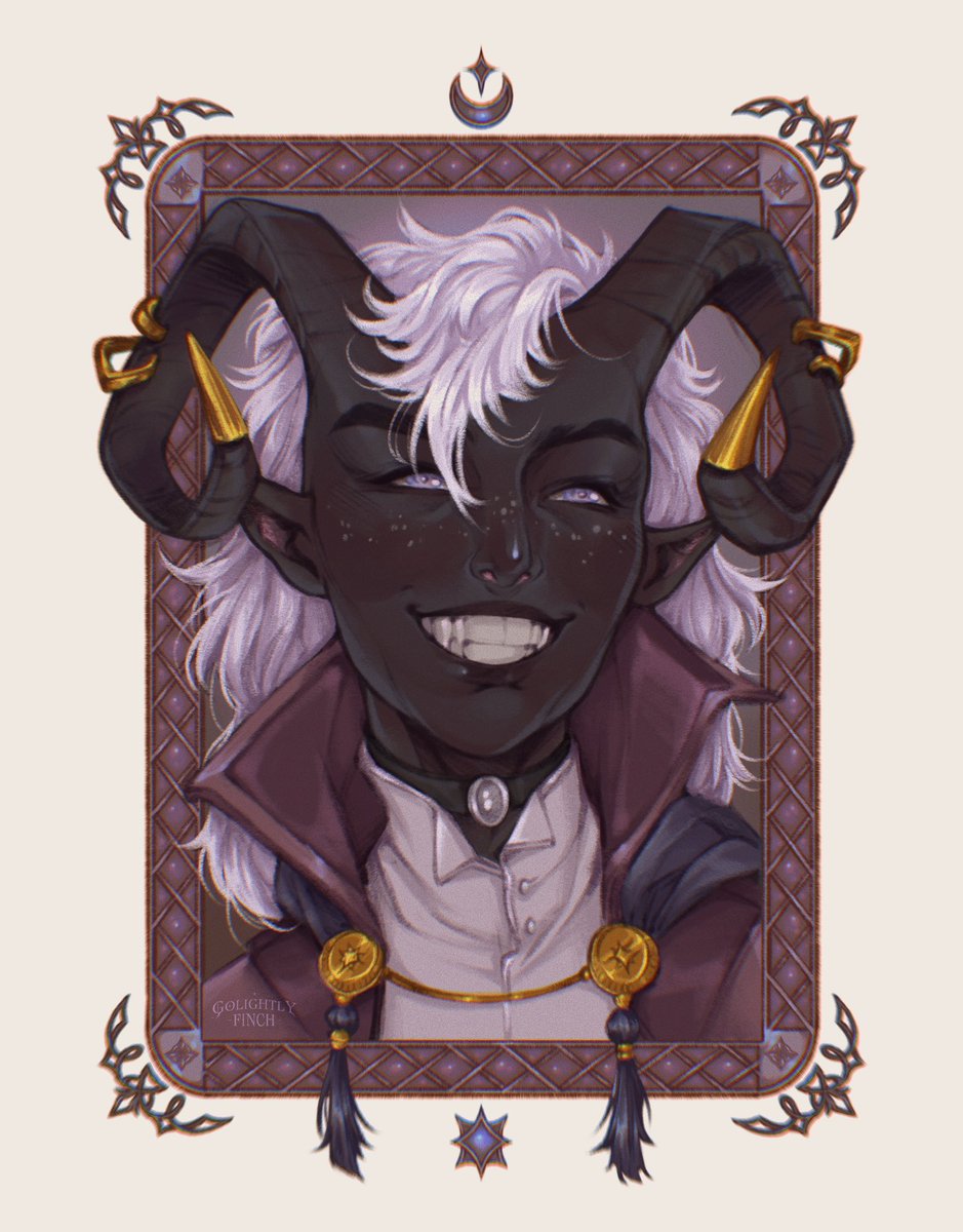 horns solo smile portrait grin freckles looking at viewer  illustration images