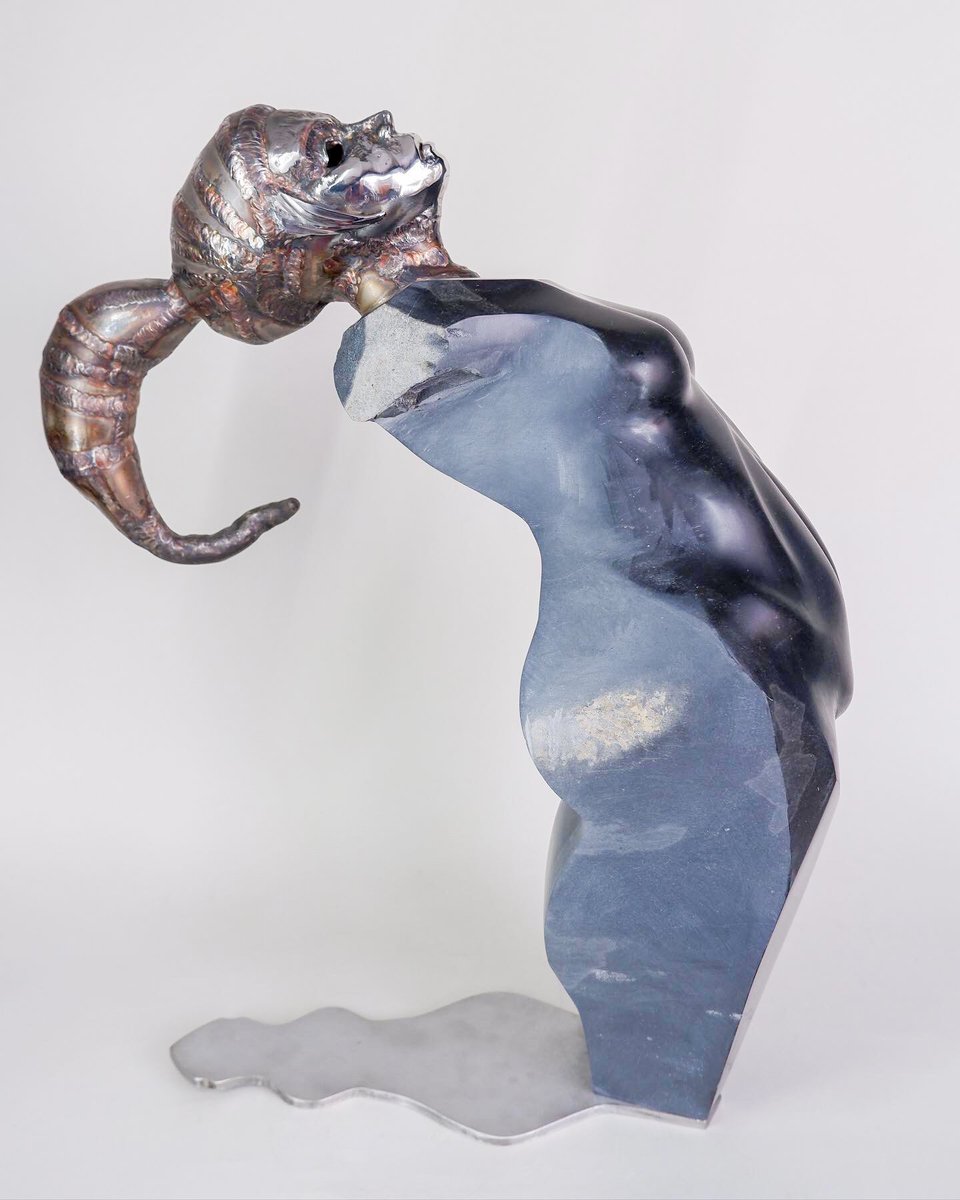 thegorilladidit's tweet photo. Here is another new one. Aphrodite in basalt and stainless. She is a bit more than a handful standing almost 2 ft tall https://t.co/hGlWIOErUj