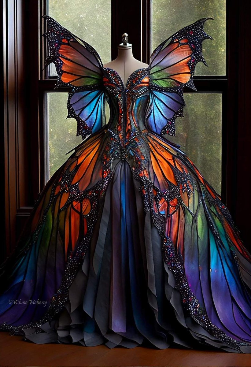 RincnCuriosoo's tweet photo. Vestido inspirado en la Mariposa Monarca 🦋 https://t.co/T2qrzRvizi