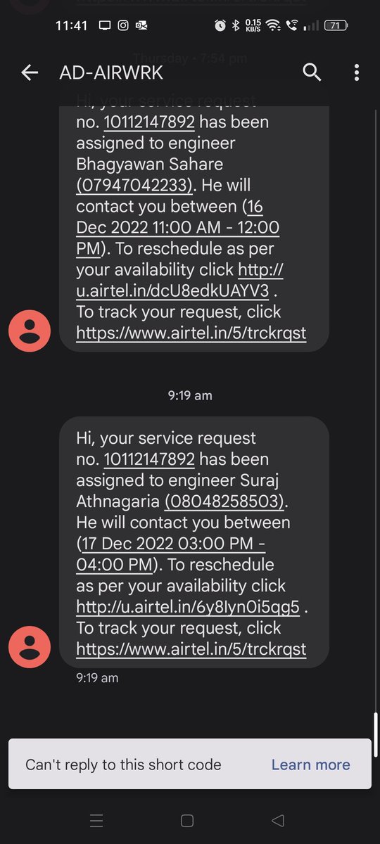 ashwinraut111's tweet photo. @airtelindia @Airtel_Presence @airtelnews team i unable to use internet since last few days.same complaint already raised many times , however no one supporting, receiving reschedule msges .. please help on priority basis
#AirtelXstreamPremium 
#AirtelDown https://t.co/bwkJMfJKhF
