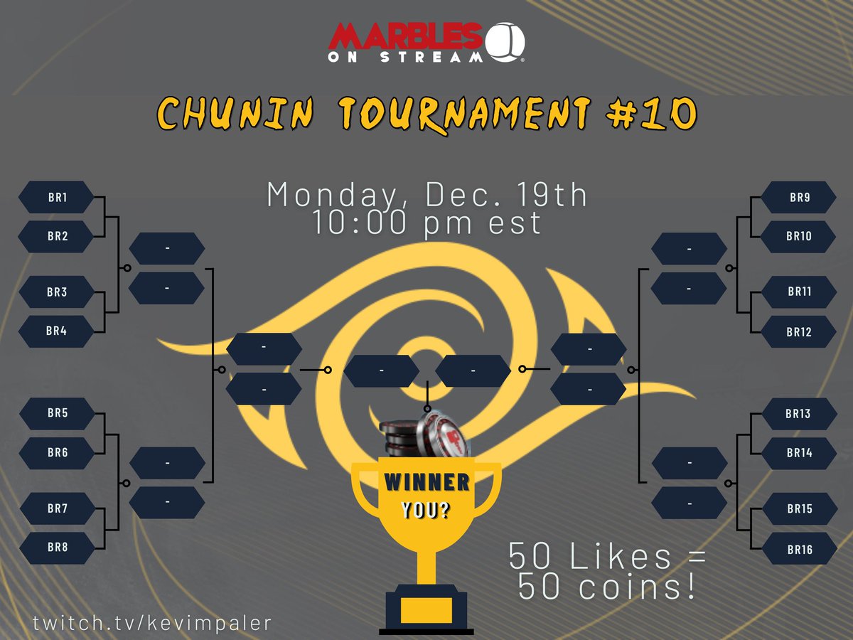 Kevimpaler's tweet photo. Hidden Streams Tournament #10
16 Battle Royales
16 Warriors 
1 champion
Amount of PbP coins!? - determined by YOU!

GOALS:
50 Likes on this tweet
50 Likes on Tiktok - https://t.co/VqE5g67lRQ

Monday - December 19th at 10pm est.  Hope to see you then!

 #PbPCoins #MarblesOnStream https://t.co/lvIFw3ER9J