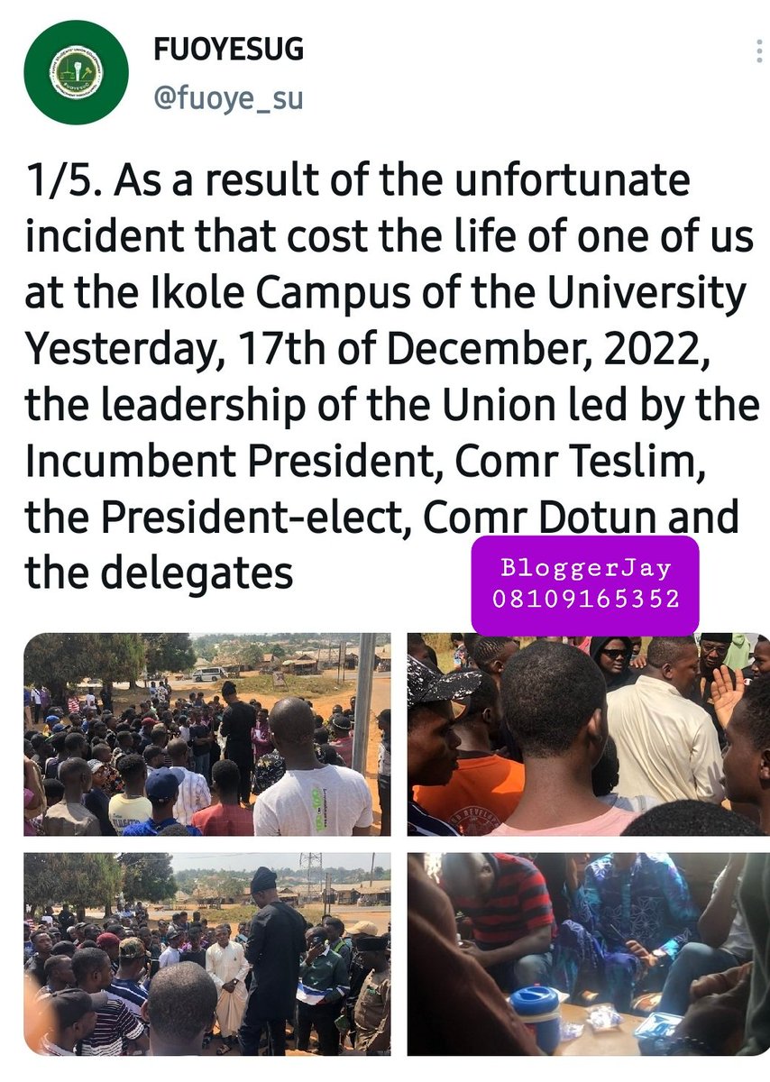 victoralokan's tweet photo. Latest Update On The Student That Died On His Way To Submit Assignments From Ikole Campus To Oye Campus

@fuoye_su
@fuoyesmilegist1
@UCJFUOYE
@fuoyenewsupdate
@FUOYEnews

#Fuoye
#VictorAlokan
#VA
#BloggerJay https://t.co/vY5GAA5JCe