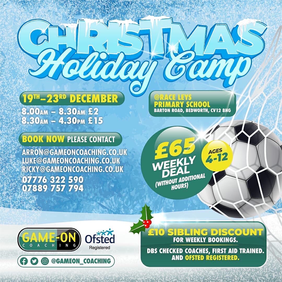 GameOn_Coaching's tweet image. 2 more sleeps until our Christmas Holiday Camp starts 🎁 #Kids #christmas #holiday #club #bedworth #coventry #nuneaton