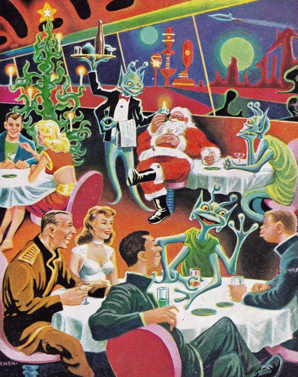 Ed Emshwiller's Christmas cover art for Galaxy Science Fiction, December 1951.