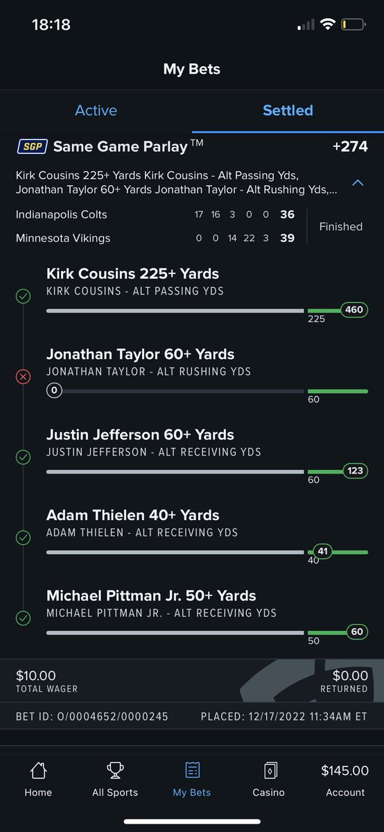 ChaseMessick88's tweet photo. Considering he caught one ball and barely played, this is kinda cheap @FDSportsbook https://t.co/mWQL2iOnhA