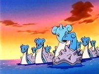 サトシ(アニポケ) ,ピカチュウ 「旅の終わりにバイバイバタフリーと再会したように、ルギアと遊覧飛行している途中で遭」|Mr.エイトのイラスト