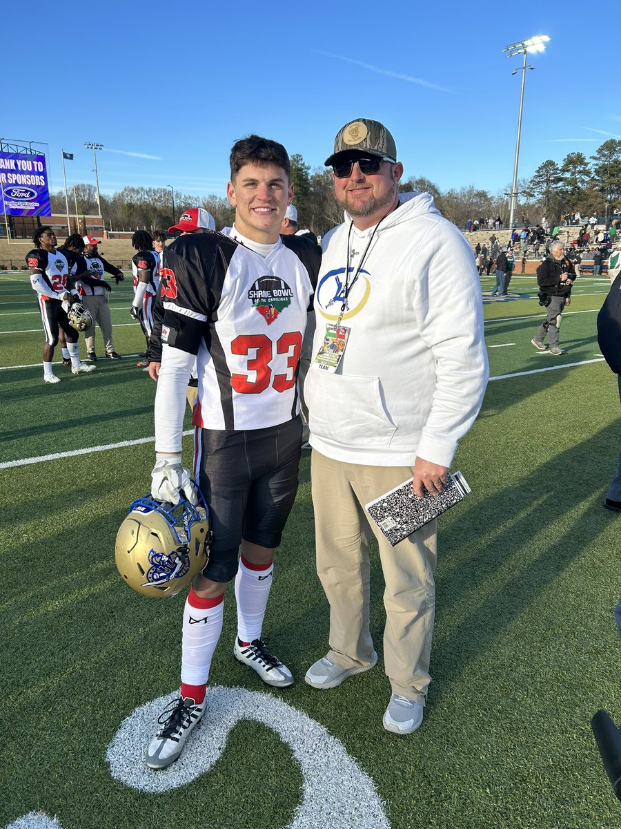 CoachBridges22's tweet photo. Enjoyed getting to see @noahhquinnn ball out in the @ShrineBowlNCSC! Proud of him and how he represented @Broome_Football and @DarkSideD_FB! https://t.co/FF5axfNNrE