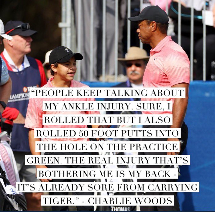 PGATUOR's tweet photo. Charlie Woods on his ankle: https://t.co/7LJoflwjN3