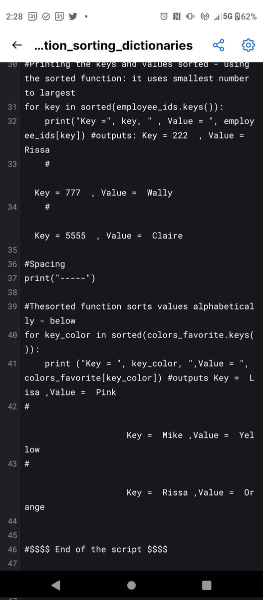 WallyOwi30's tweet image. 🐍Python 3 sorting dictionaries with the sorted function - 1 num value example and 1 string value example
#pythondictionaries #pythondevelopers