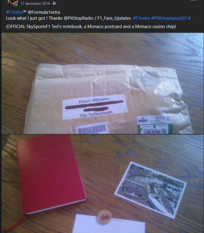 MsportXtra's tweet photo. 8 years ago, I became champion at a show that was leaps and bounds ahead of its time. @PitStopRadio , where you could enter a chatroom and be part of the show, hosted by the amazing @F1_Fans_Updates . I miss #PSR and still have all the prizes. #F1extra #MsportXtra #F1 #F1Family https://t.co/aQ5EPVOJe6