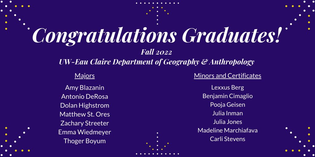 uwecgeography's tweet photo. Congratulations and best wishes to our graduates and to all @UWEauClaire students who are earning their degrees today! #uwecgrad #geography #anthropology #geospatial https://t.co/nONh2l1FP3