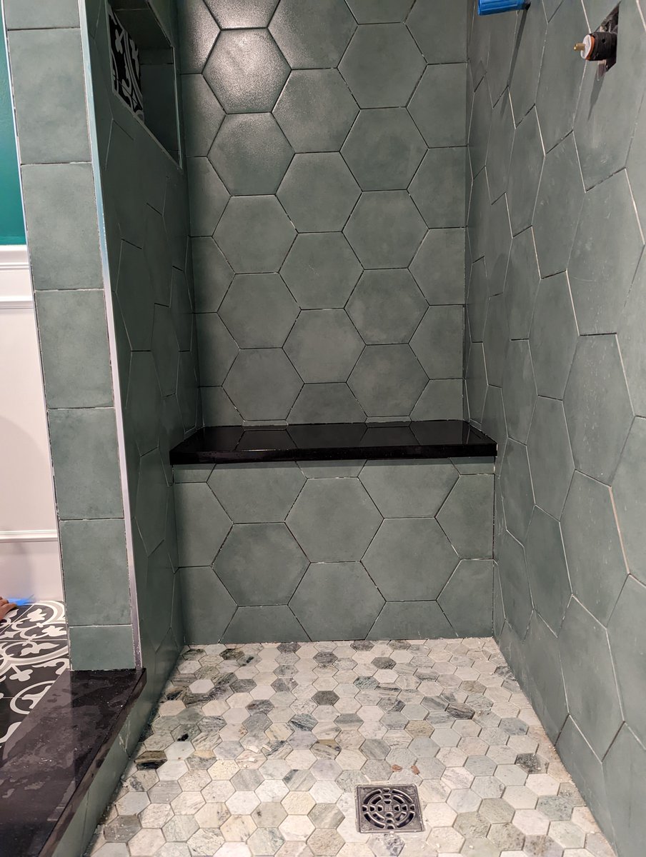 FBrenovations's tweet photo. The shower bench is ready, its black marble top matching the threshold. It truly is about the details.
#firebellyeffect #bathroom #shower #remodel #construction #building #interior #contractor #house #decor #homedesign #dmv #AlexandriaVA #Alexandria #ArlingtonVA #washingtondc https://t.co/HIXyvz8aU1