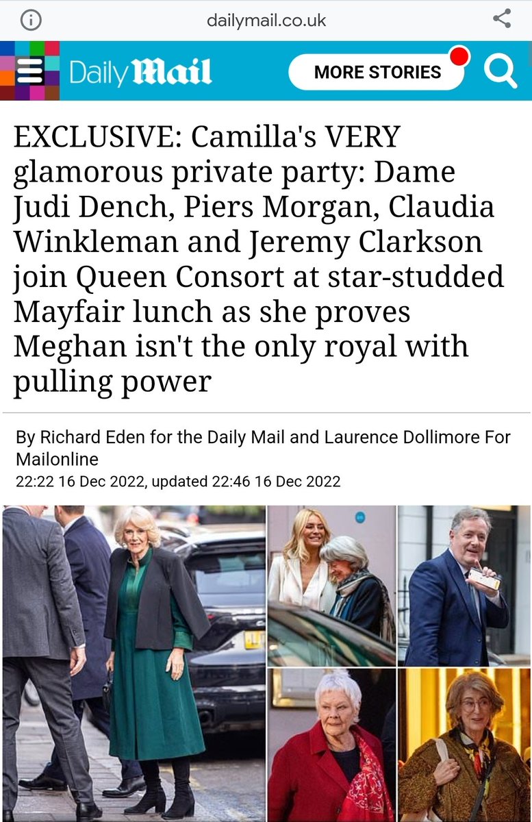 Ceilidhann's tweet photo. I'm not sure there's a more fitting confirmation of the "invisible contract" between the British press and the royals than the new Queen having a cozy dinner with the disgraced former newspaper editor who spent months hounding your step-son's wife into mental anguish. https://t.co/ULN5VD4noy