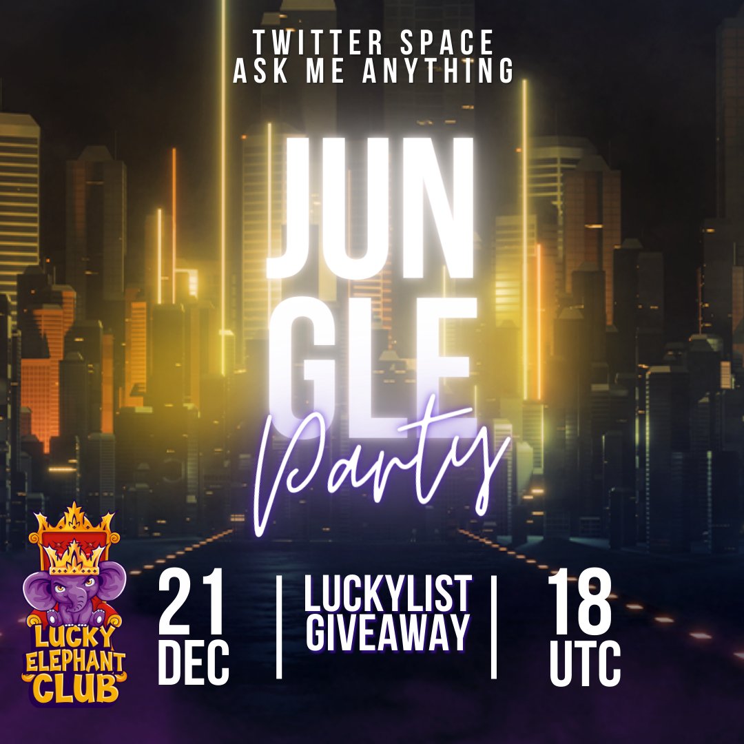 LuckyEllyClub's tweet photo. Join us for our very 1st Twitter Space Wednesday. Listen in as we discuss the L.E.C. project, streetwear, &amp; Jungleverse.

Look forward to seeing everyone, vibing, and talking!

Set a reminder!
https://t.co/MFZlIGOLPb

#NFTs #NFTCommunity #NFTSpace #TwitterSpaces #Web3 #blockchain https://t.co/JkbC1KbPQu