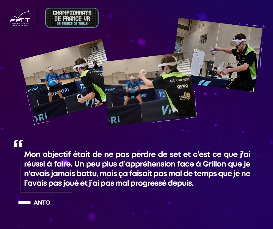 ffttofficiel's tweet photo. Championnats de France PingVR : Bilan de la 1ère journée ✅
Retrouvez les réactions des vainqueurs des poules ➡️https://t.co/pnfHBY8JMG
#PingVR @ElevenVR https://t.co/iBH2EbV70P