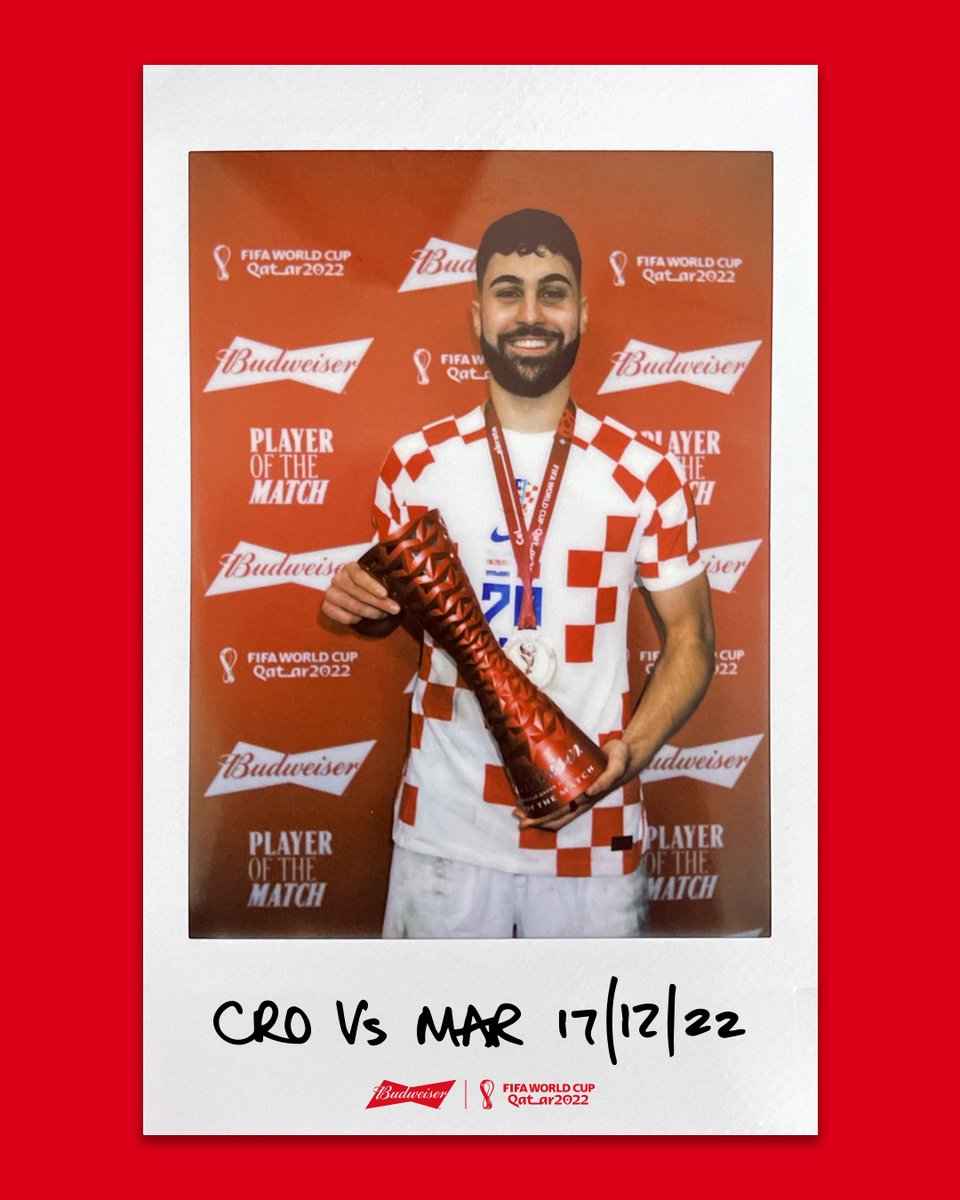💪 Josko Gvardiol rounds off his impressive #FIFAWorldCup in style.

A rock for Croatia throughout the tournament - goal scorer and <a href="/Budweiser/">Budweiser</a> Player of the Match today. 👏

#CROMAR #POTM #YoursToTake #BringHomeTheBud