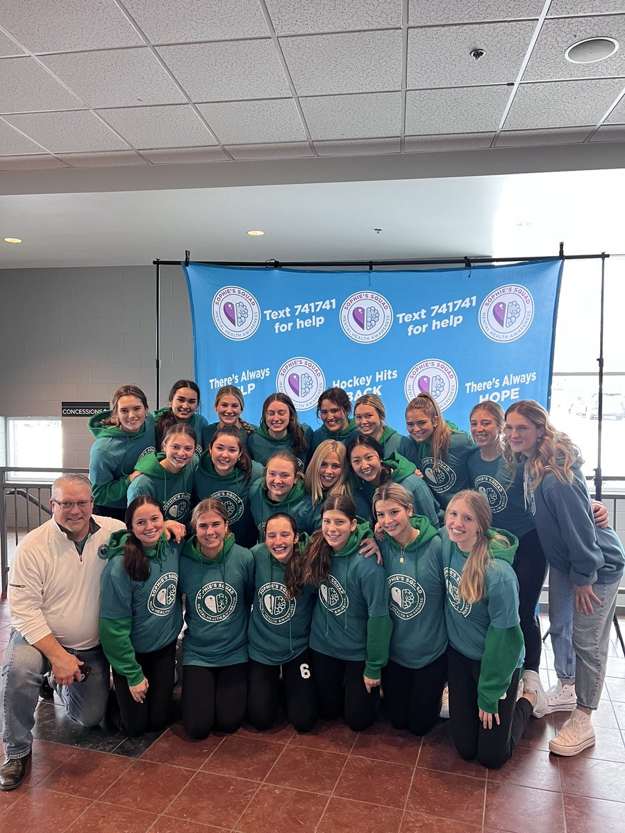 EHSgirlshockey's tweet photo. Edina Hornets take on the Maple Grove Crimson today in support of @SophiesSquad 🤍. There’s always hope, there’s always help. Turn out in Teal with us to show your support💙!! #MentalHealthMatters https://t.co/9dLQOk6qsL