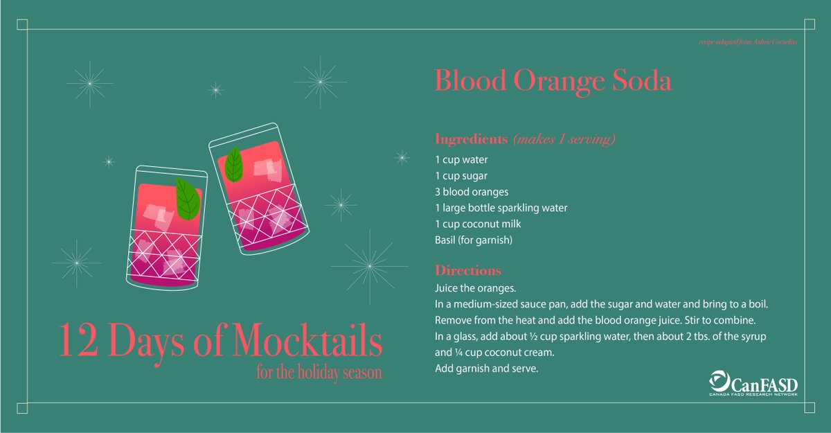 CanFASD's tweet photo. Did you know that FASD is approximately 2.5 times more common than autism spectrum disorder? Support healthy pregnancies this holiday season by providing alcohol-free alternatives.
Check out this Blood Orange Soda from our #12DaysOfMocktails for an idea! https://t.co/56IchBV4En https://t.co/PLGL4Wbfyq