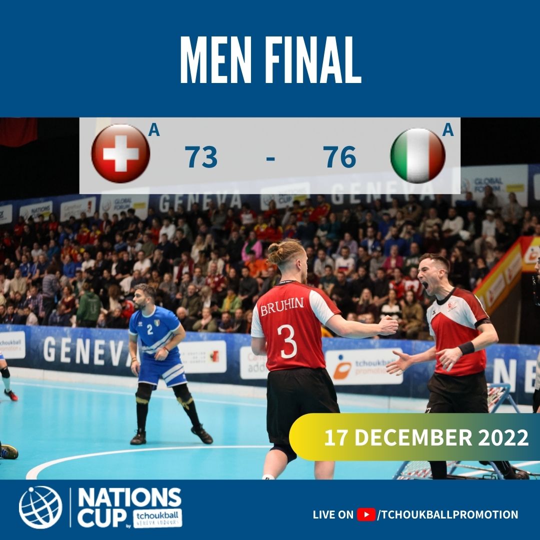 Here are the results of the Men's final! 🟡🔵🤾‍♂️🏆🇮🇹🇨🇭
#GenevaIndoors #TGI #Tchoukball #NationsCup #Tchouksuisse #TchoukballGeneve #TGI2022
