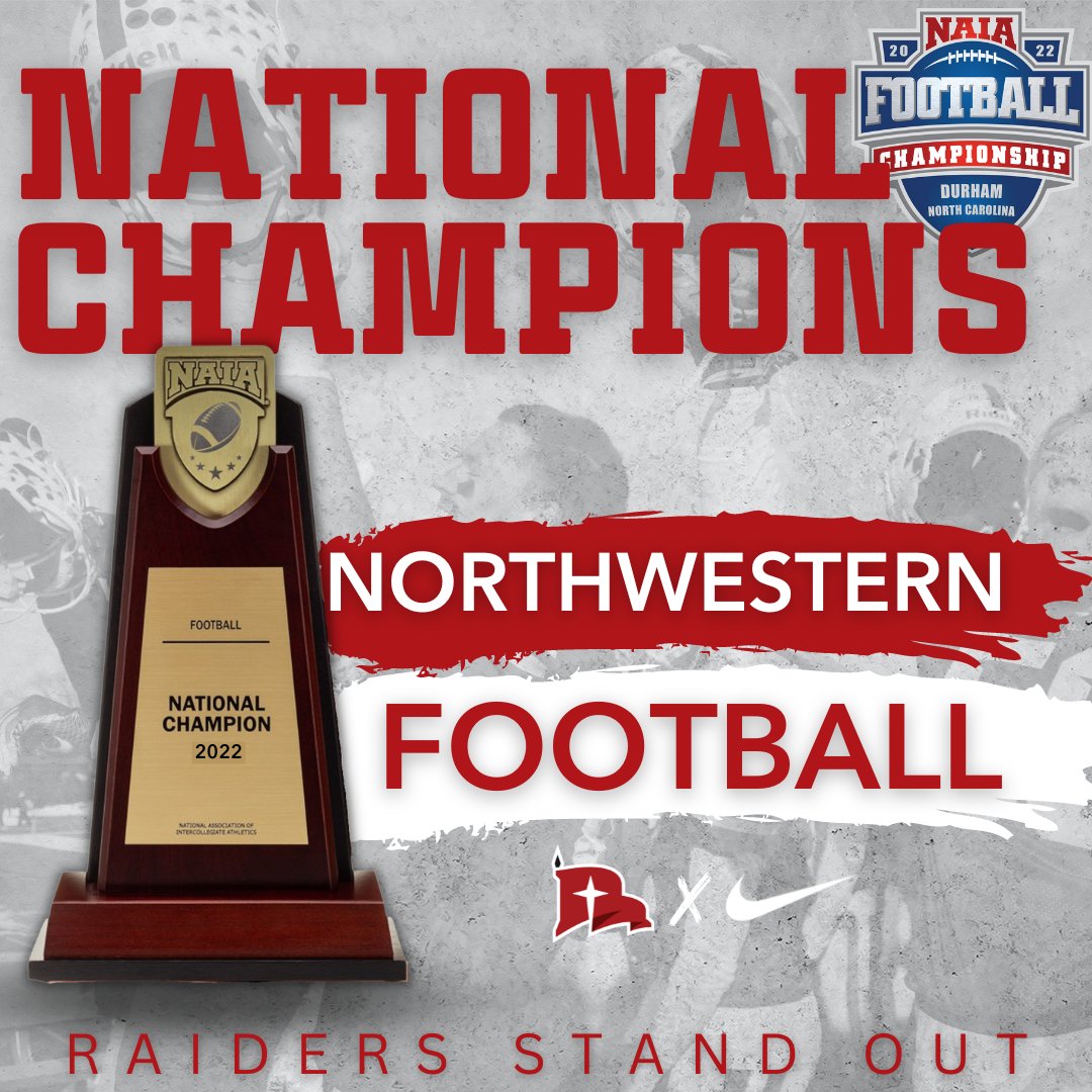 🏈 𝙉𝘼𝙏𝙄𝙊𝙉𝘼𝙇 𝘾𝙃𝘼𝙈𝙋𝙎!

#RaidersStandOut | <a href="/nwc_fb/">Northwestern College Football</a>
