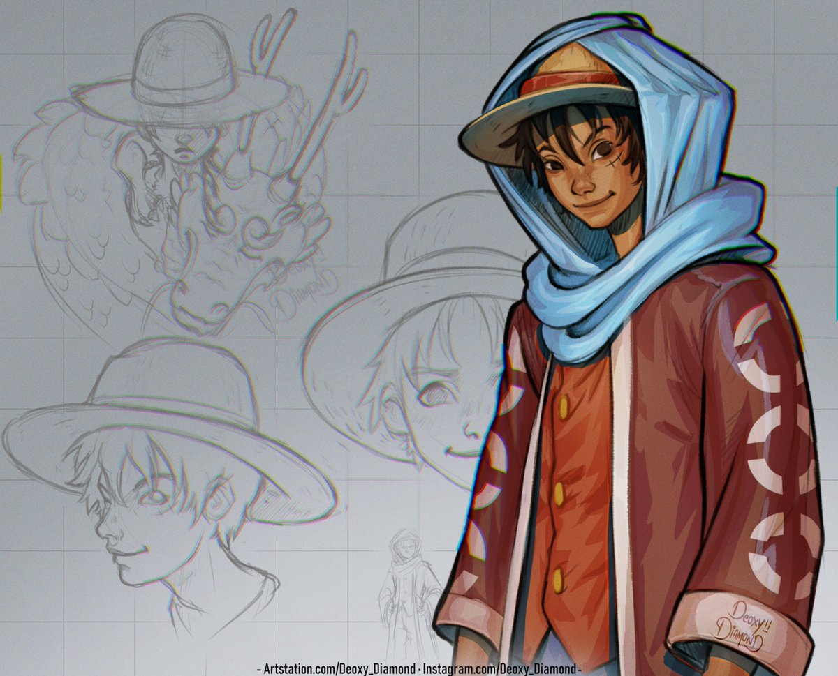 モンキー・D・ルフィ 「Sketchs Luffy 」|Deoxy 🎗のイラスト