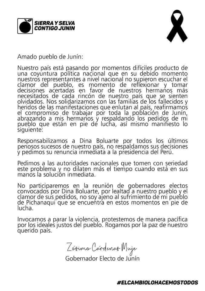 nu_qenti's tweet photo. #SosPeru Zosimo Cárdenas, Gob. electo d #Junín decide no participar en reunión de gobernadores electos convocados x Dina Boluarte por lealtad al pueblo.
Vía Red de Comunicadores Indígenas (Redcip)
@minkacomunica @WaykaPeru @MujeresenMovim6  @PeruanxsEnMad @ZoPepperC https://t.co/jY8GZIGU5t
