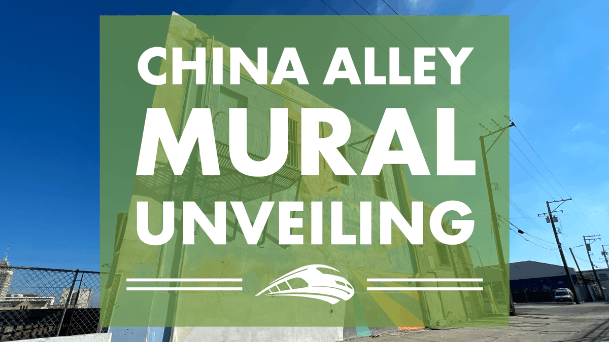 CaHSRA's tweet photo. ‼️ Join us for a community event and mural unveiling in the @CityofFresno's Chinatown next Tuesday! 

🎨 In collaboration with @FresnoArts, the mural represents the historical past of Fresno’s Chinatown &amp; its future with high-speed rail.

📆 Dec. 20 from 11a.m. - 1p.m.

#BuildHSR https://t.co/n6r5haQRFv