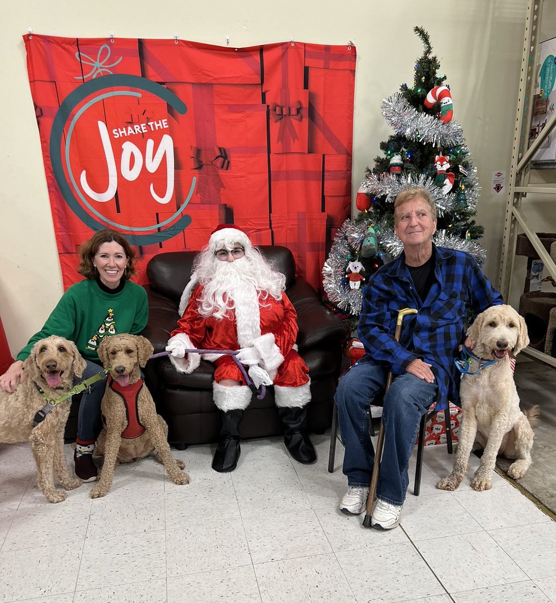 Our visit to Santa was a success!  Next year we want to pull the sleigh. All paws up!  #ournuttygirl #ourgoldenstar #teatadood #petsmart #sharethejoy