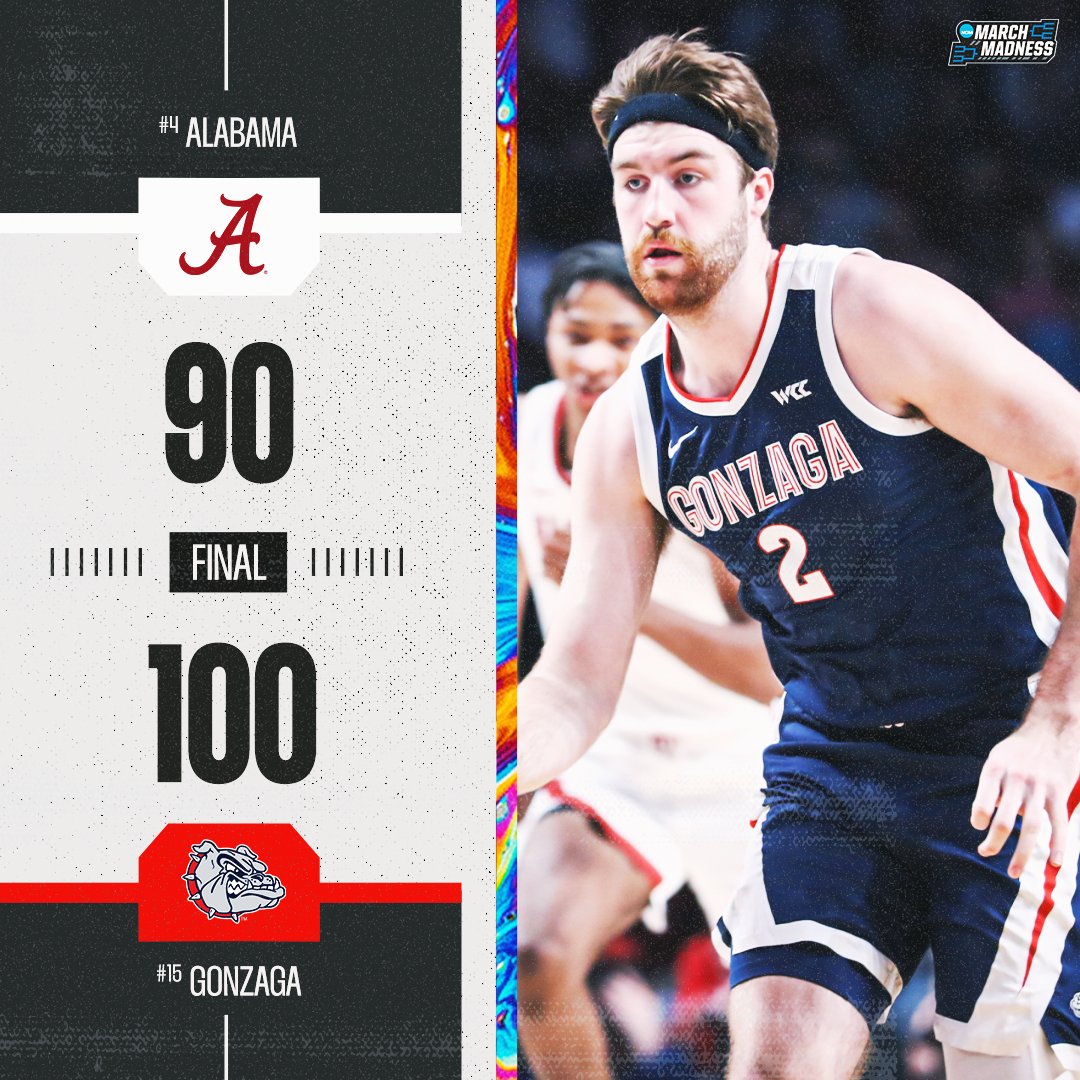 NO. 15 GONZAGA TAKES DOWN NO. 4 ALABAMA 💪 Drew Timme scores 29 and grabs 10 boards to lift the Bulldogs over the Crimson Tide 🔥