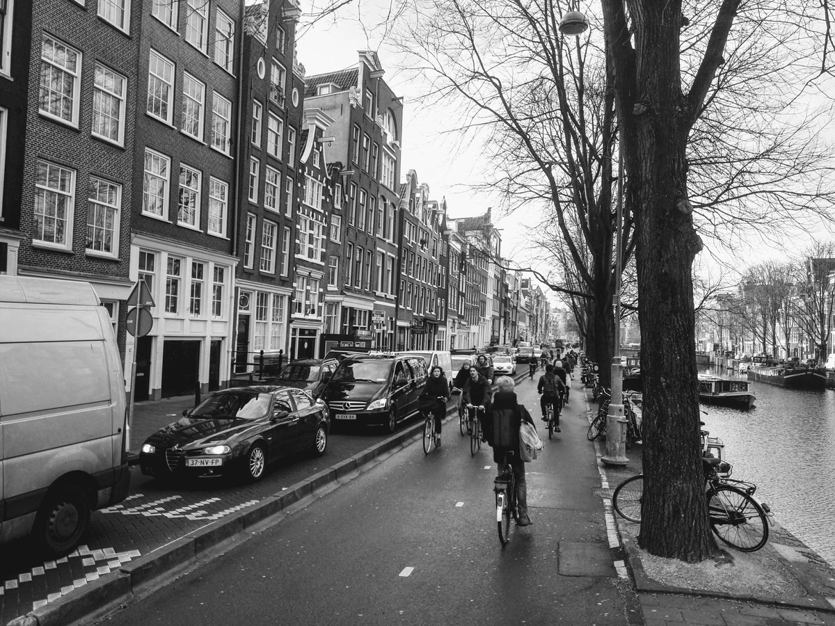 If they wish to call logical use of street space a "war on cars" let us permit that; explaining that it cannot end until the illegitimate occupation of our public space ends. (?) For motivation, here is an efficient post "war" scene where the captor is still allowed (!) #mobility