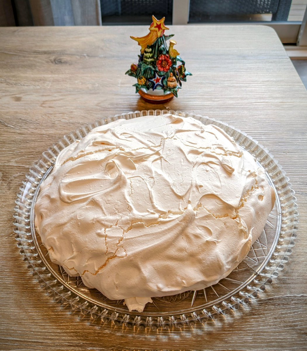 Pavlova turned out great Hosting family Christmas today Smoker on, awaiting our guests All we need to do is decorate the dessert