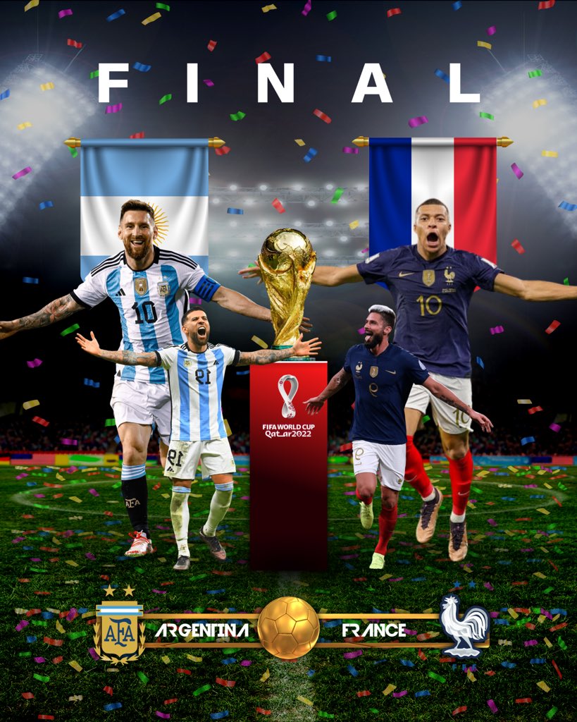 DROP YOUR PREDICTIONS 

 Argentina 🇦🇷 vs France 🇫🇷 

Messi vs Mbappe 

3 WINNERS 
$20  EACH 
Drop #USDT trc20 address
RT &amp; LIKE 👍🏻
Tag 5 PEOPLE