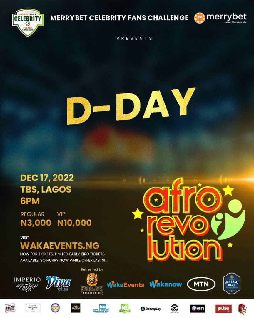 TWEETORACLE's tweet photo. It's the D-day today, gonna be a kick ass show tonight at the #AfroRevolution, venue of the #MerryBetCelebrityFC with sexy @KBT_BANKOLE as your ever reliant Host 😊😊😊 https://t.co/NEjGS6SdYB