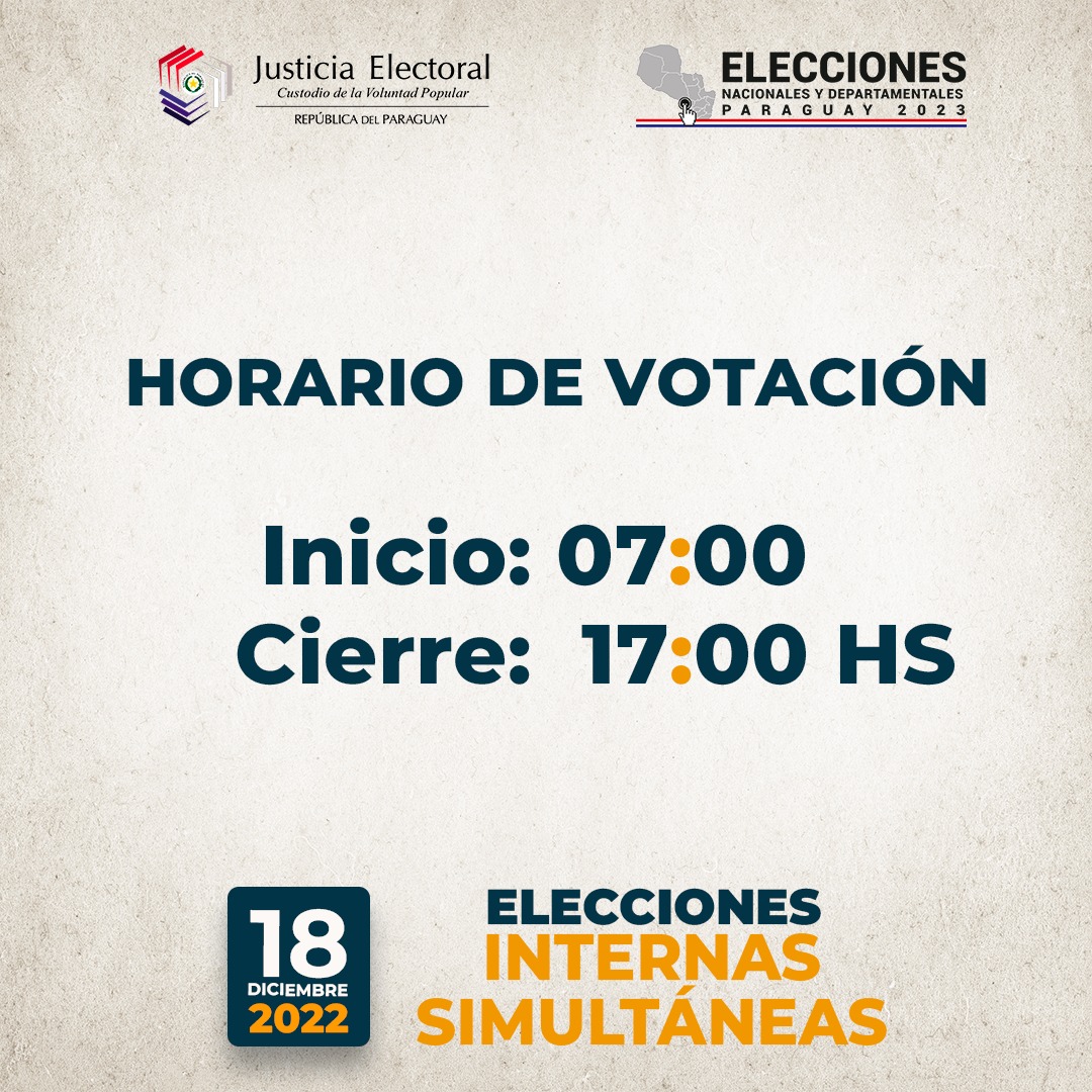 TSJE_Py's tweet photo. 🗳️🇵🇾 ¡El día de las #InternasPy2022 llegó!

Tené en cuenta estos datos hoy ⚠️ https://t.co/CmfijiTn1J