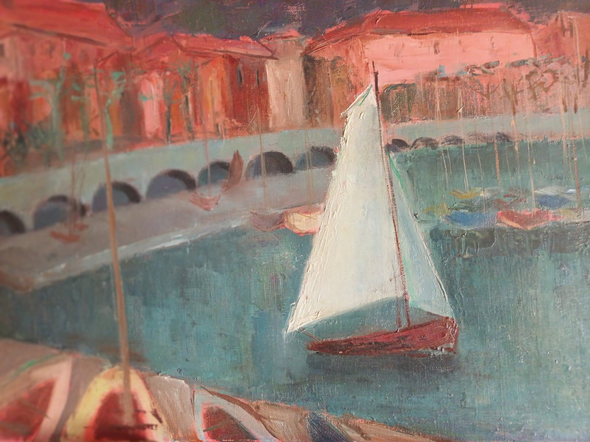 GeneSorbier's tweet photo. The latest addition to my #etsy shop: Sailboat in a Mediterranean Harbor at Night French Oil Painting on Canvas Signed GABRIEL ROBIN 1902-1970 Paris New School https://t.co/7NGISnNicR #canvasboard #pink #horizontal #unframed #blue #bohemianeclectic #kitchendining #cubi https://t.co/e8G1zMwr0B