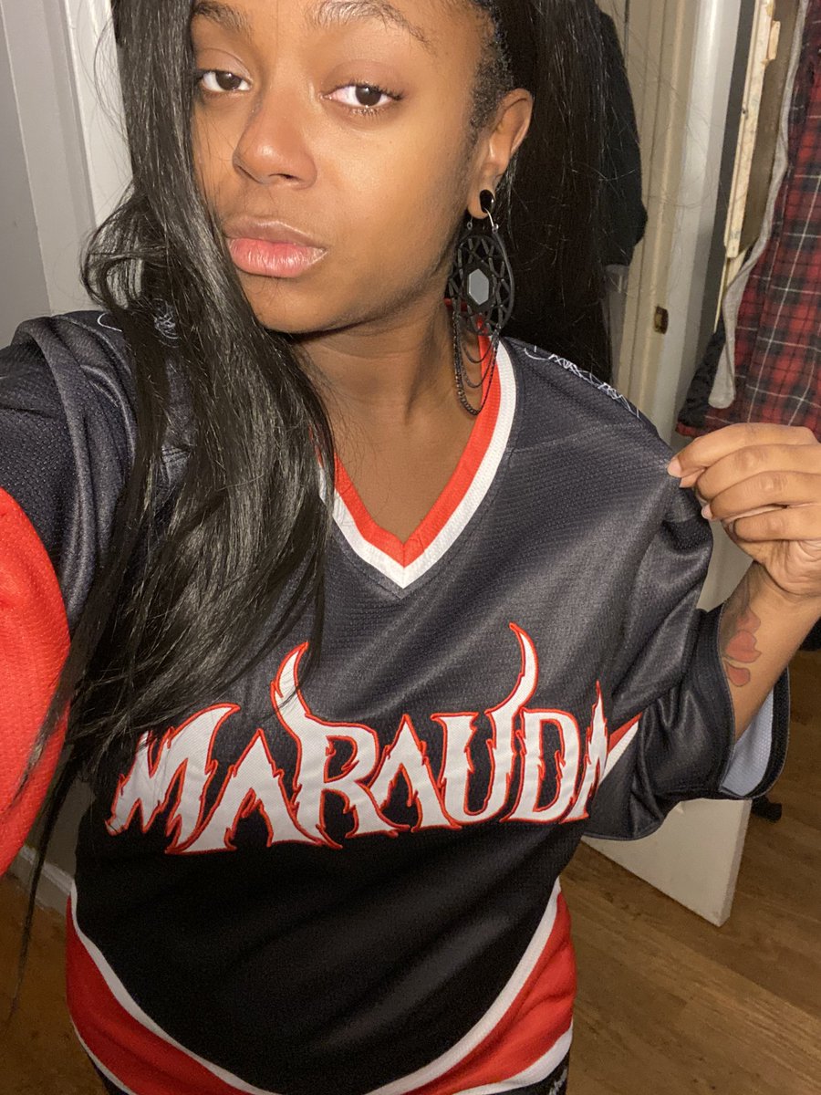 trenchmommy's tweet photo. I finally got my @maraudamusic jersey and I’m crying happy tears #deathpit https://t.co/f2r4h8Eyw6
