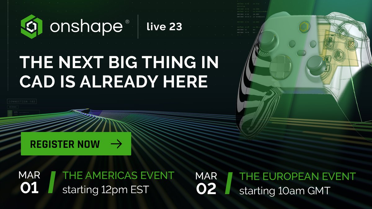PTCflamy's tweet photo. #OnshapeLive is back! Onshape Live'23 takes place on March 1st 2023 (Americas) + March 2nd (Europe). This free virtual conference is geared to help you take your agile product development and leadership skills to the next level. Learn more: https://t.co/l4Puovp17R https://t.co/QIQV5cxpjS
