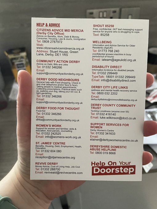 philbc3's tweet image. Good greetings card on the doormat from @catkinson80 and Derby Labour. This list will be a life saver for some.
