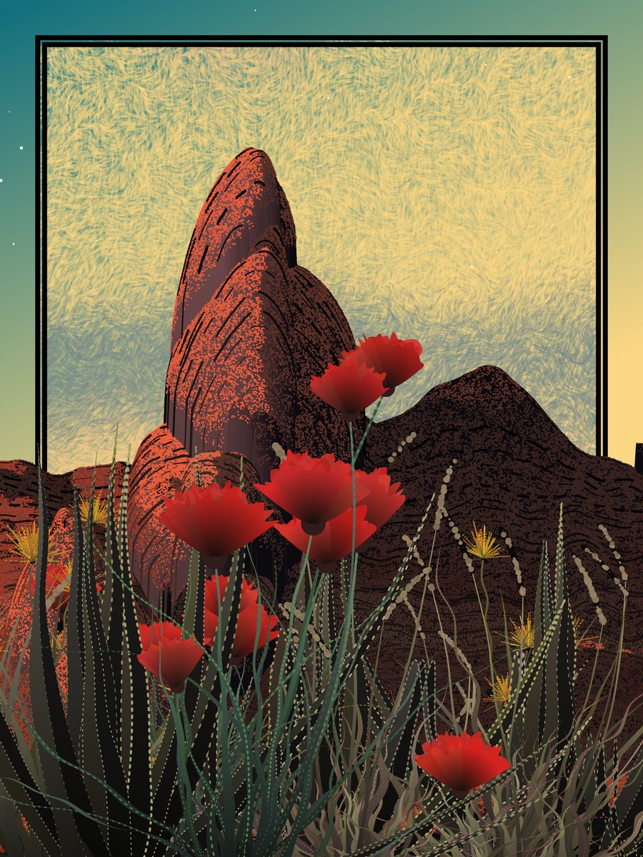 Desert Sun Rising #14
The flowers in this one sit just right.
fxhash.xyz/generative/126…

#fxhash #generativeart #creativecoding #genart  #genartclub #NFTCommunity