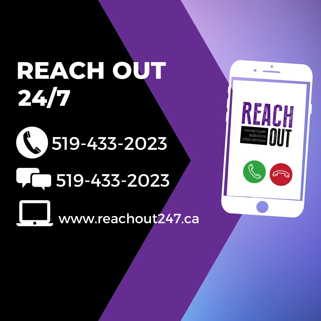If you or someone you know needs mental health support, call or text Reach Out at 519-433-2023 or through webchat at reachout247.ca. #mentalhealth #ldnont #middlesexcounty #oxfordcounty #elgincounty