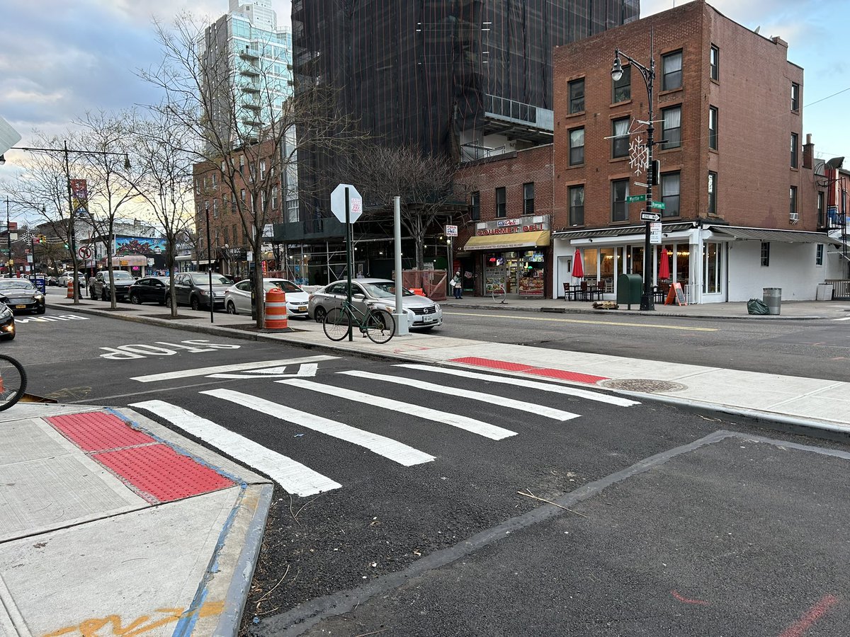 Great to see more raised crosswalks being installed around town. @MyrtleAveBklyn