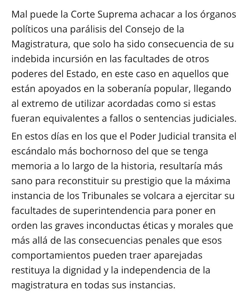 En solo 4 párrafos, la verdad de la milanesa sobre la responsabilidad de la Corte en el conflicto institucional. Clarísimo el diputado <a href="/MoreauLeopoldo/">Leopoldo Moreau</a>