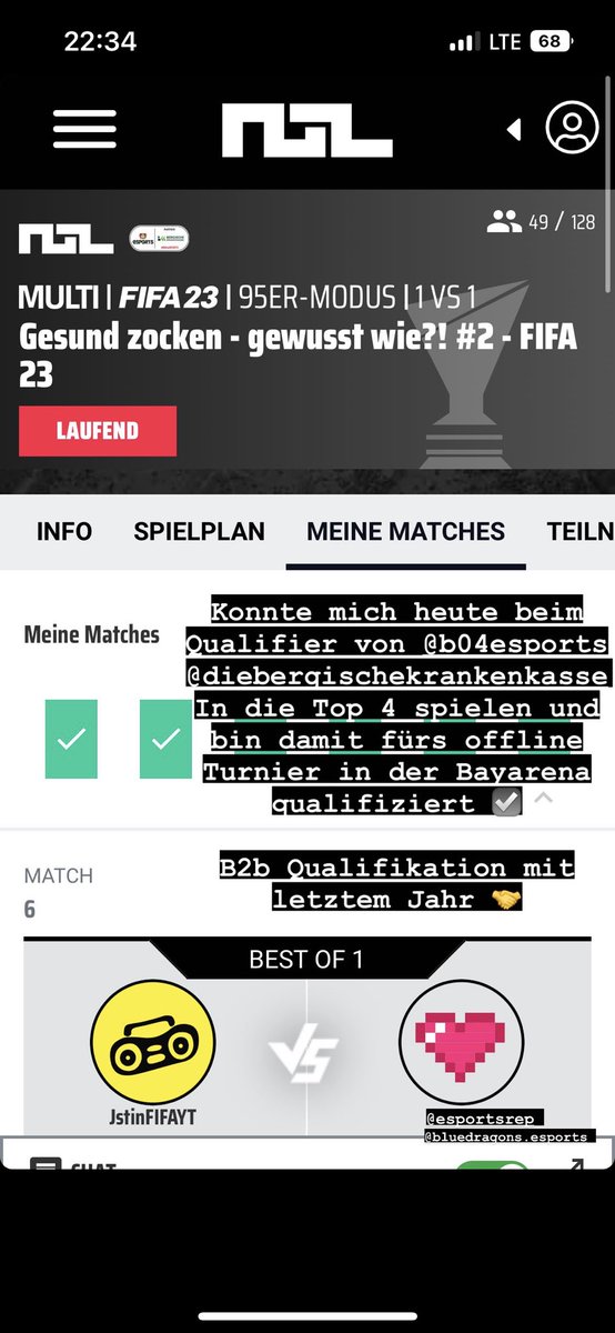 Top 4 beim Qualifier von <a href="/b04esports/">#B04eSports</a>  und damit fürs offline Turnier in der Bayarena qualifiziert 🤝