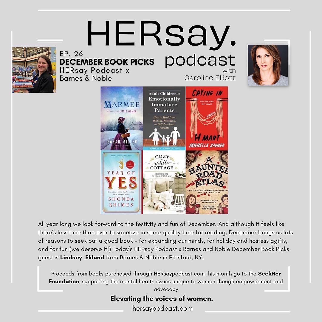 caroline917's tweet photo. Just in time for Super Saturday! Lots of great gift ideas and choices for downtime between holidays on our December HERsay Podcast x Barnes&amp; Noble Book Picks list. This month we taped our episode in the Barnes &amp; Noble store in Pittsford, NY! Listen now at https://t.co/fXs2JzBtEV https://t.co/g7wPASKSTo