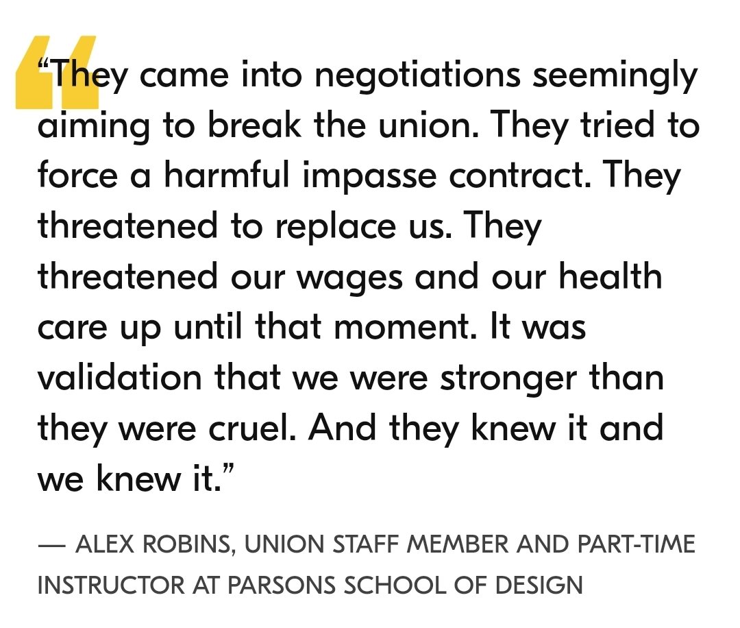 TheRealNews's tweet photo. "They came into negotiations seemingly aiming to break the union... [but] we were stronger than they were cruel."

How part-time faculty at The New School (@UAW7902) won their strike, by @mileshamberg: https://t.co/SHm5nW1W7g https://t.co/2B85TGAhP4