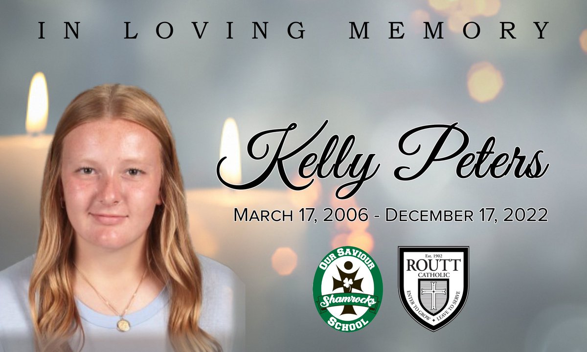 RouttCatholic's tweet photo. Our hearts are broken due to the unexpected loss of our beloved, Kelly. 
Please join us in praying for strength, peace and courage during this difficult time. 🚀✝ #WeAreRouttCatholic https://t.co/qQBuq44jrU