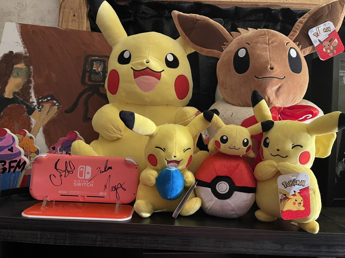 Jamiemroar's tweet photo. Guys look at my little shelf set up here 🥰 #Pikachu #eevee #NintendoSwitch #TeamGFM https://t.co/oHaE2UDzKB